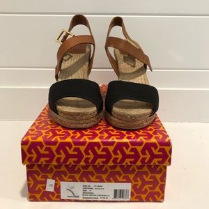 Tory Burch Wood Wedge Espadrilles size 8